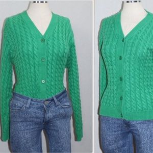 Jones New York Green Cable Knit Sweater